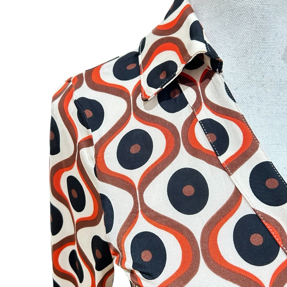 Retro Patterned Button Down Shirt - image 5